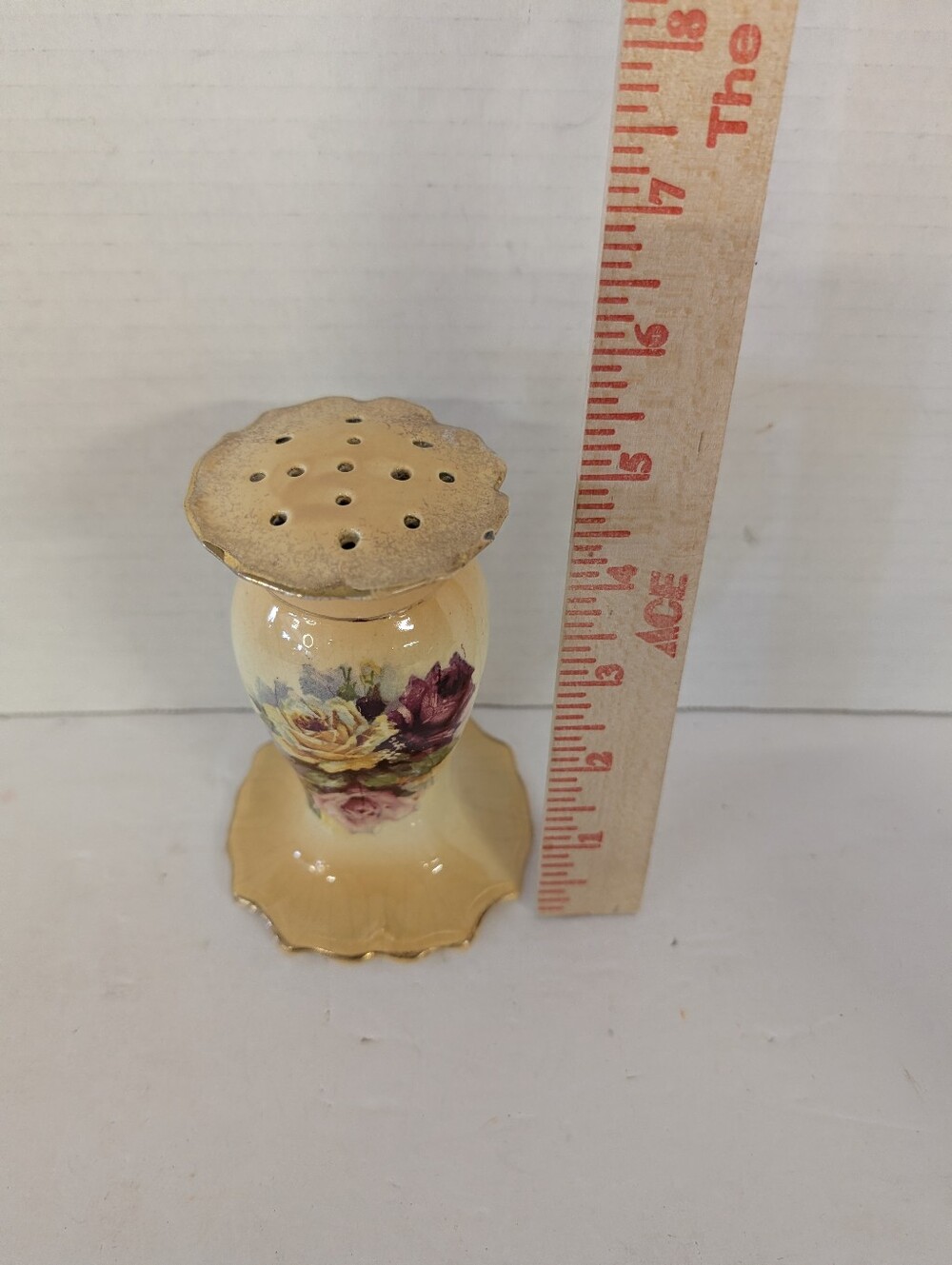 Vintage Dresser Set Floral Ceramic Handmade VanityYellow Rose Motif - Picture 12 of 16